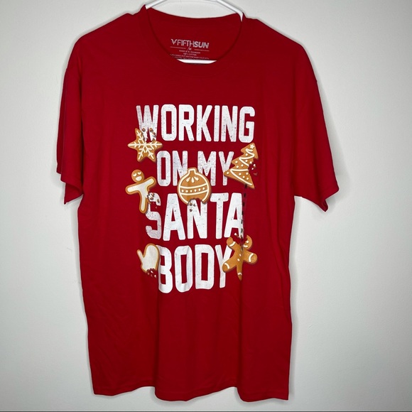 NWT Working On My Santa Body Christmas T-Shirt M - Picture 2 of 5